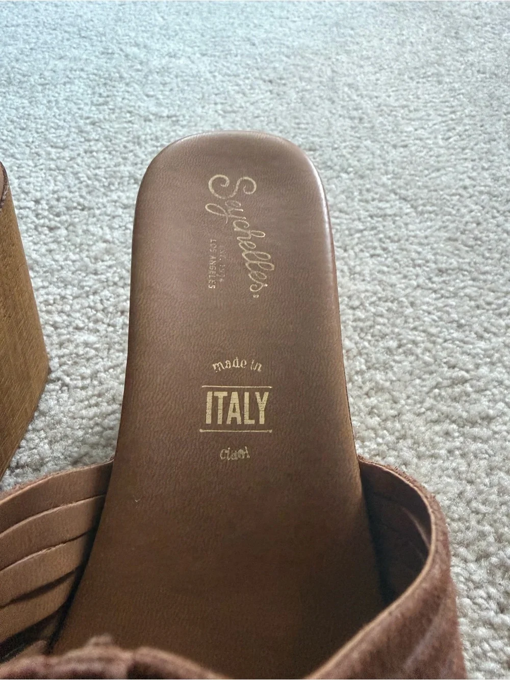 Seychelles Brown Woven Suede Slide Wedges
